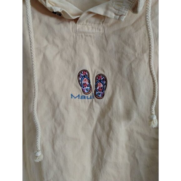 Vintage Sgt. Leisure Maui flip flop yellow draw string cotton pull over - Picture 4 of 7